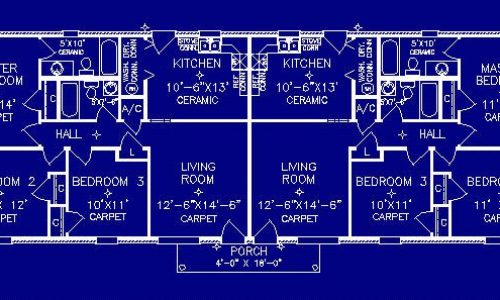 3 Bedroom Duplex floor plan by S.S. Steele Homes
